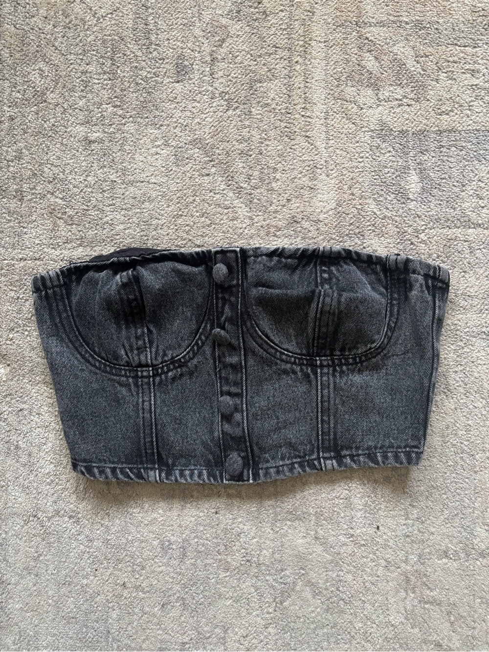 Le Lis black Denim Bustier Top